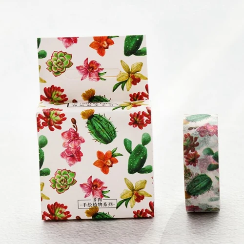 Декоративная васи лента маскирующая кактус школьные принадлежности сделай сам Ремесло Декор лента для скрапбукинга дневник альбом журнал наклейки канцелярские товары - Цвет: cactus