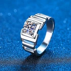 Мужское обручальное кольцо с круглым бриллиантом, из серебра пробы с покрытием из белого золота 14 к