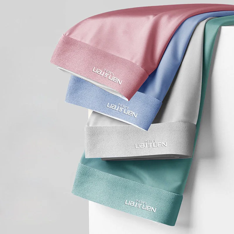 4pcs/ot Ice Sik Mae Panties Men's Underwear Boxers Breathabe Man Boxer Soid Underpants Comfortabe Shorts Sexy Shorts -3X