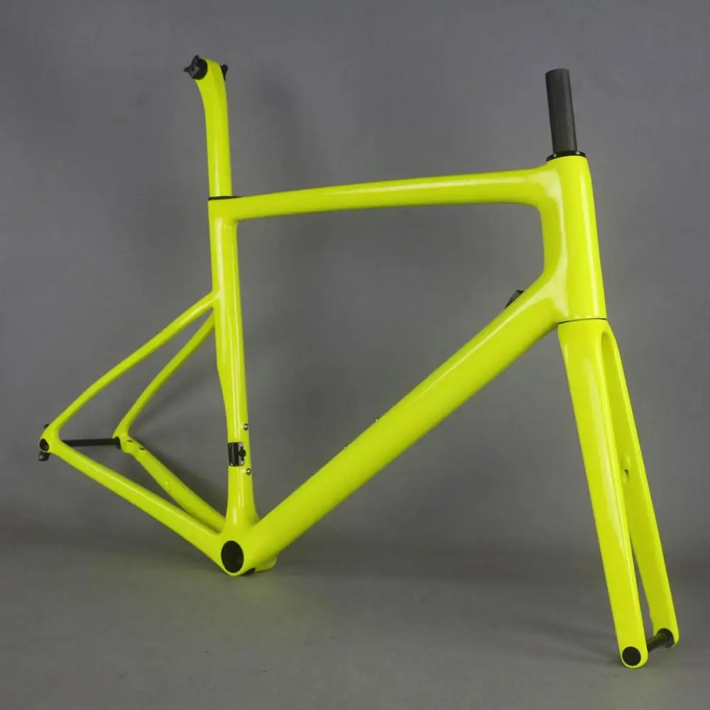 Флуоресцентный желтый диск с плоским креплением карбоновая рама для дорожного