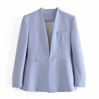 spring autumn women high quality ol office casual coat v neck suits jacket long sleeve outerwear pocket versatile blazer za 2021