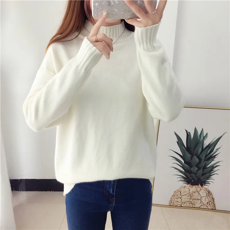 Autumn Winter Women Sweaters Knitting Pullovers Top 2019 Fashion Female Casual Soild Warm Knitted Sweater Woman Jumper | Женская одежда