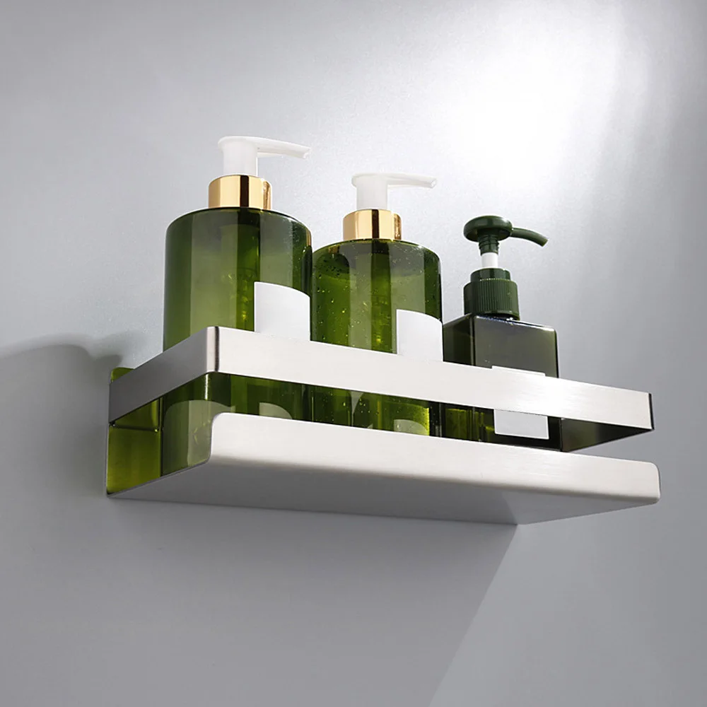 

Bathroom Shelf Stainless Steel Adhesive Shower Shelf Storage Rack No Drilling Corner Shower Stand Rack For Bathroom Accessories
