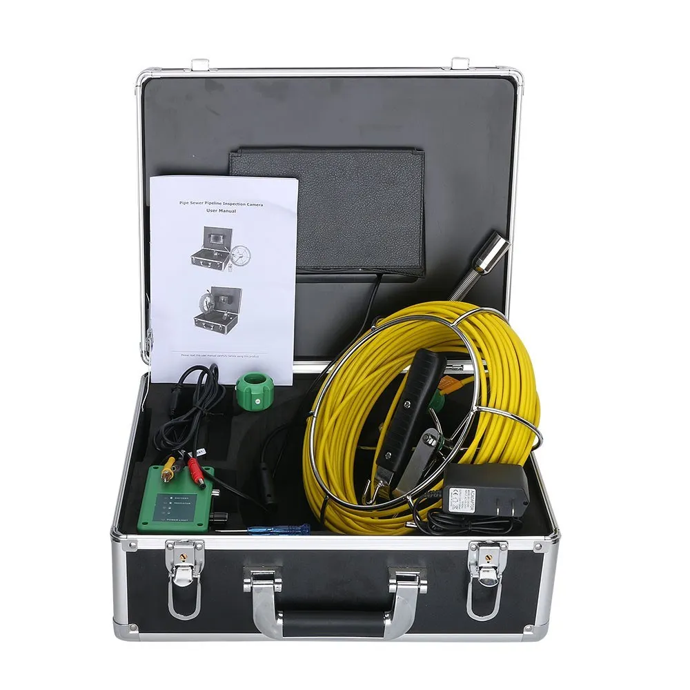 

7 inch 22mm Pipe Inspection Video Camera 20M IP68 Waterproof Drain Pipe Sewer Inspection Camera System 1000 TVL Camera