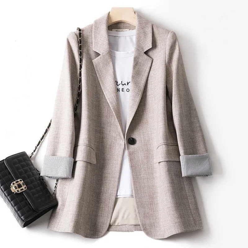 

2020 new Hong Kong style versatile fashion medium long suit jacket women Korean casual web celebrity suit blazer women trend
