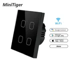 Умный дом Minitiger, 4 клавиши, 1 канал, беспроводной, Wi-Fi, европейский стандарт, сенсорный выключатель, настенный сенсорный высветильник ель, управление через приложение ewelink