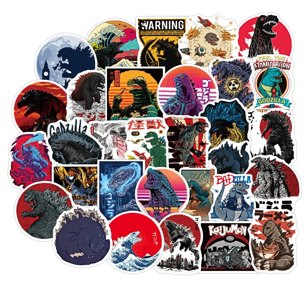 

50pcs Godzillas Sticker Graffiti Luggage Car Helmet Computer Water Cup Waterproof Sticker