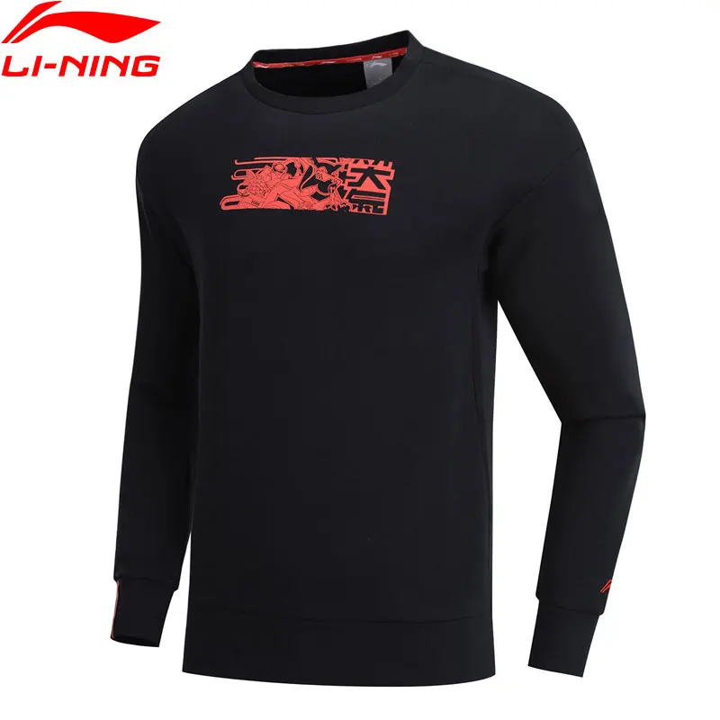 Li-Ning мужской трендовый свитер обычный крой 66% полиэстер 34% хлопок круглый вырез