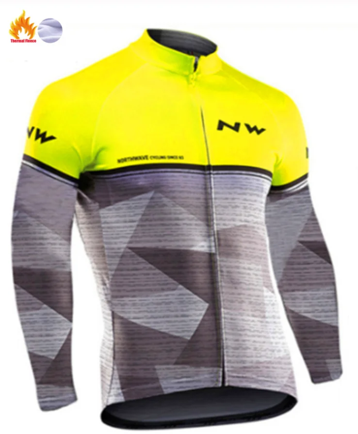 Northwave теплые зимний термо флисовый Велосипедная форма NW Для Мужчин's Велоспорт Джерси костюм для прогулок верховой езды на велосипеде, MTB Костюмы комбинезон, комплект - Цвет: Winter jersey