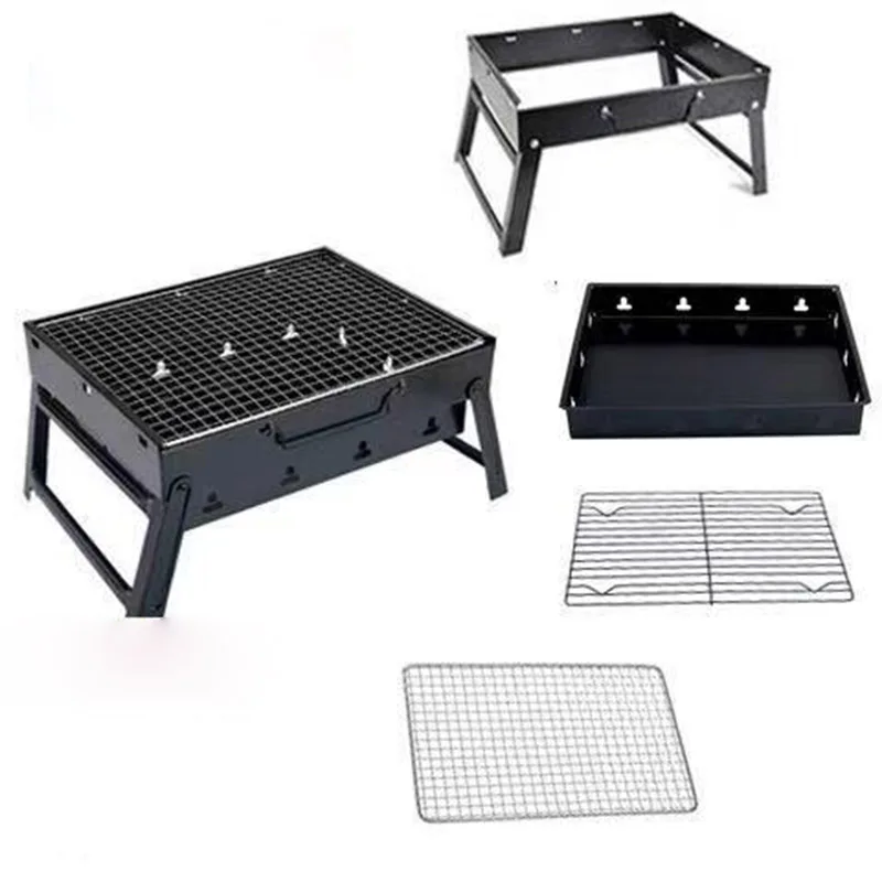 

Домашний Складной угольный гриль, портативный уличный гриль из нержавеющей стали для барбекю, кемпинга, пикника, вечевечерние, аксессуары, ...