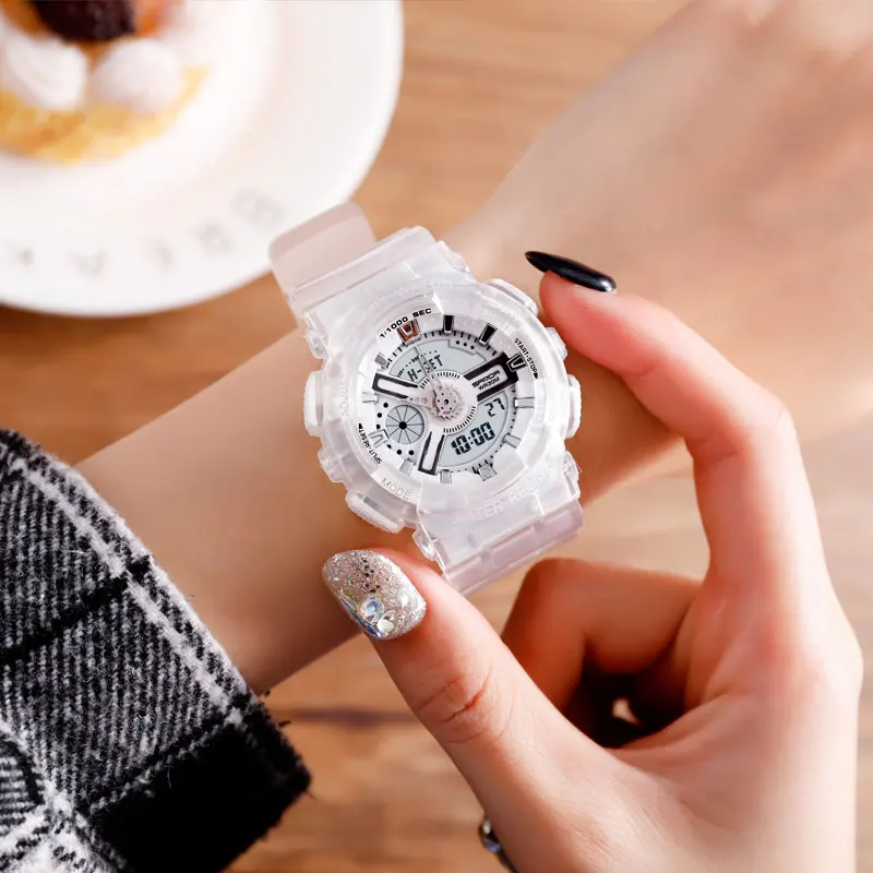 SANDA спортивные наручные часы женские известный бренд двойной дисплей для женщин