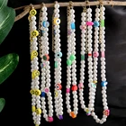 Ожерелье со смайликом, чокер с бусинами, нестандартное жемчужное ожерелье, Милый Летний воротник Y2K, жемчужное ожерелье для девочек-подростков и женщин