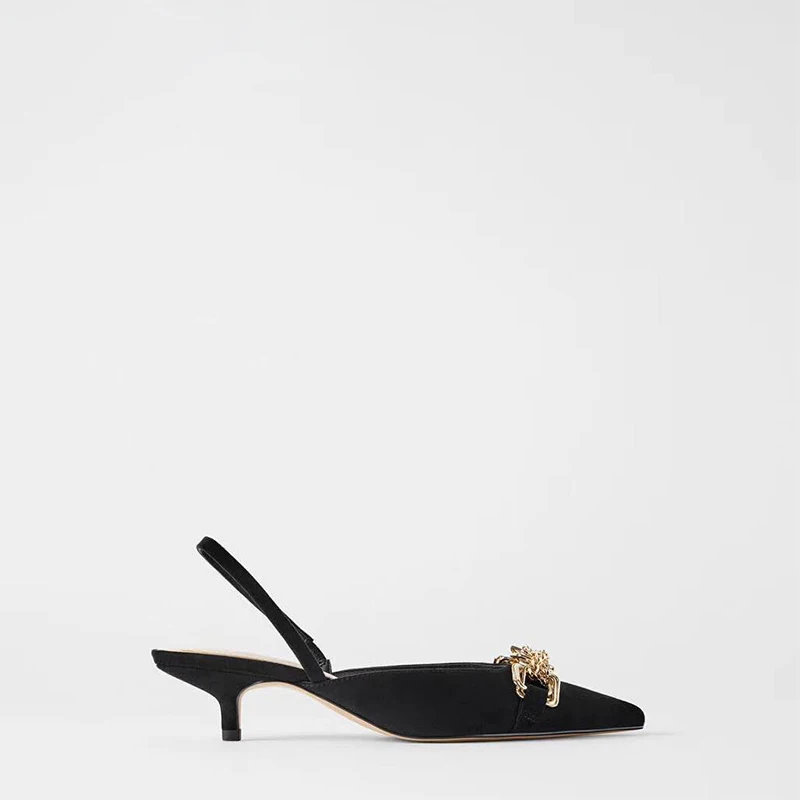 

Coherer Chain Women Dress Shoes Pointed Toe Thin Heel Women Slingbacks Women Sandals Style Summer Shoes for Women Female Shoes