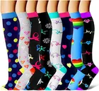 Компрессионные носки, носки для варикозного расширения вен, Гольфы с принтом в виде сердца и горошек, гольфы унисекс для улицы, для бега, езды на велосипеде, длинные чулки