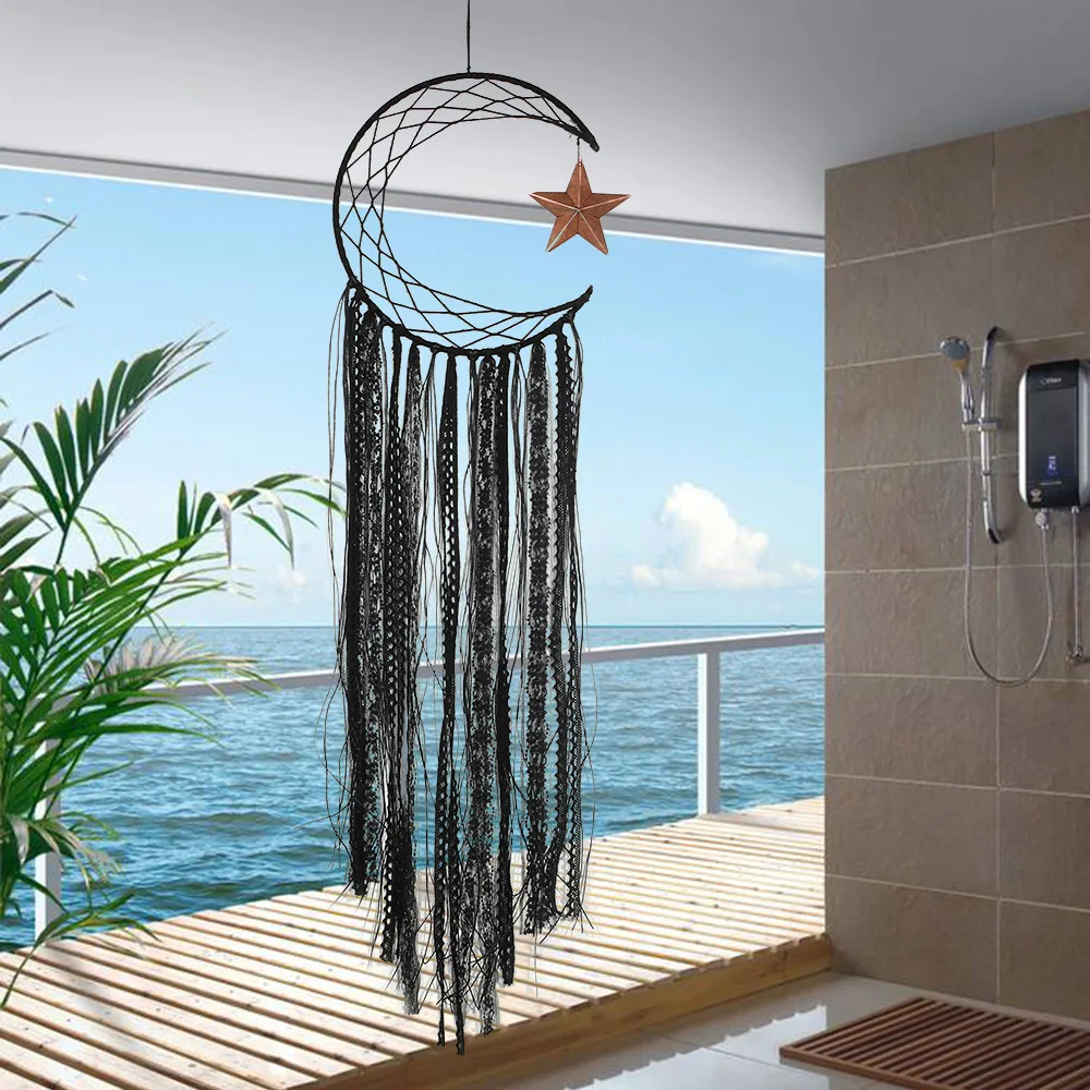 

1Pcs Handmade Dream Catcher Indian Style Woven Wall Hanging Decoration Black Dreamcatcher Wedding Party Hanging Decor
