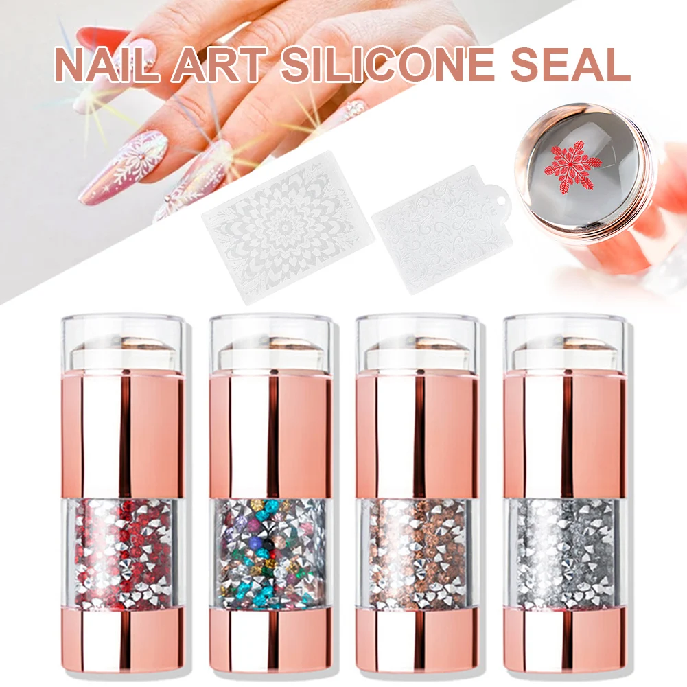 

Nail Stamper Set Soft Silicone Head With Scraper Nail Art Template Print Silicone Stamping Plate Tools Manicure Accessories