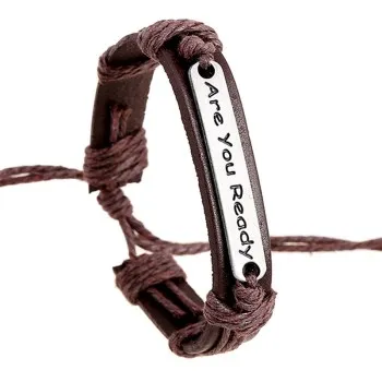 

European and American new jewelry Are you Ready letter leather bracelet vintage multilayer braided leather bracelet B01566