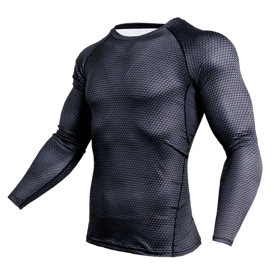 

Men's 3D Three-dimensional Printing Fitness Running Training Long-sleeved Tight Elastic Wicking Quick-drying Clothes
