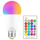 Светодиодная лампочка смена 16 цветов RGB Magic Bulb 5W 10W 15W 110V 220V E27 RGB светодиодная лампочсветильник s ИК-пульт дистанционного управления + режим памяти