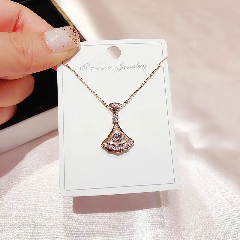 Изысканное Секторное ожерелье с кулоном из розового золота, кубический цирконий, геометрической формы, ожерелье, модные женские ювелирные изделия