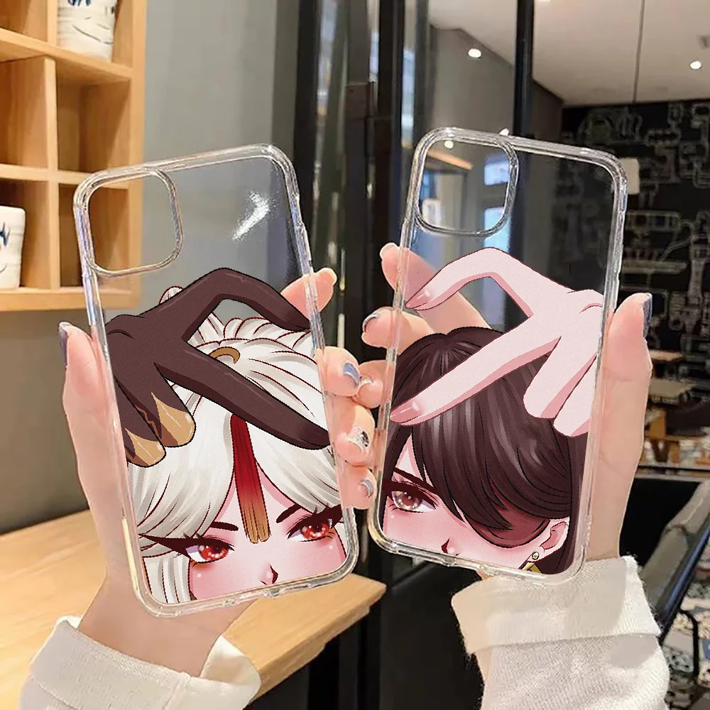 

Anime hand love Genshin Impact Phone Case For Samsung Galaxy Note 4 8 9 10 20 S8 S9 S10 S10E S20 Plus UITRA Ultra transparent