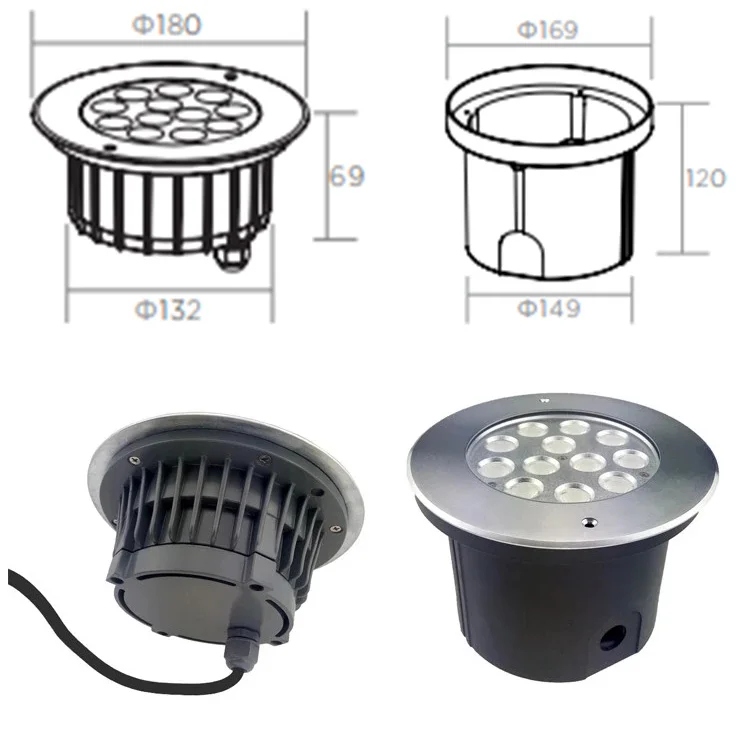 12x3W RGB 3in1 напольный Подземный светодиодный светильник высокое качество