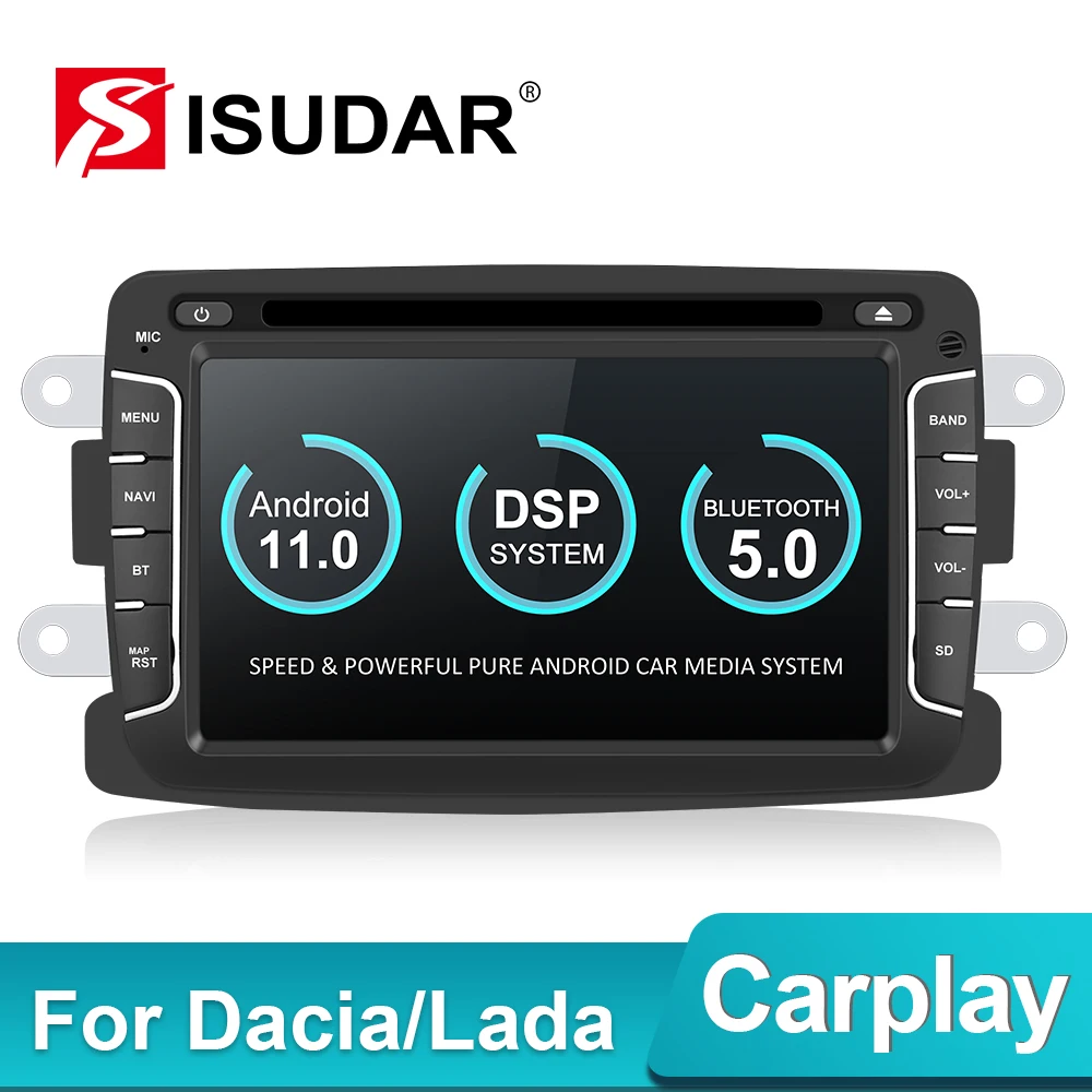 Автомобильный радиоприемник Isudar 1 Din Android 11 для Dacia/Sandero/Duster/Renault/Captur/Lada/Xray 2/Logan 2