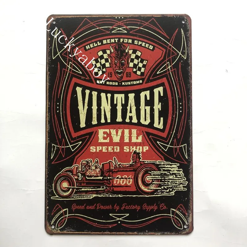 

[Luckyaboy] Gas Rocket Oil Hot Rod Route 66 Laundry Vintage Metal Retro Tin Sign Bar Cafe Garage Home Pub Decor