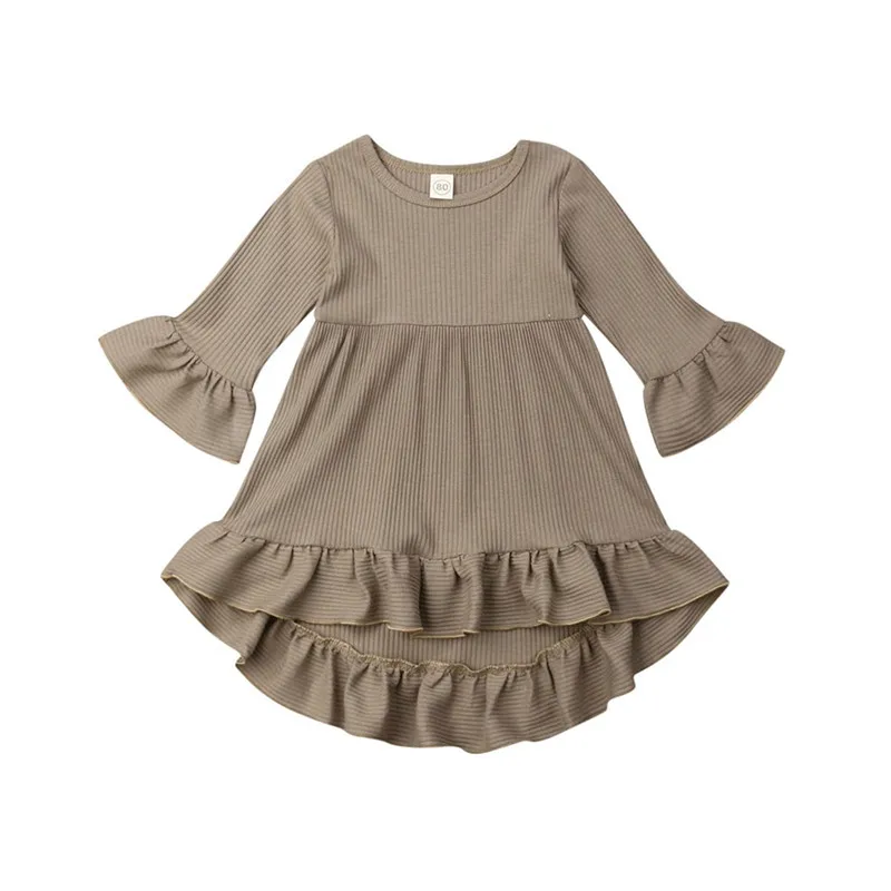 

Baby Dresses For Girls Autumn Winter Long Sleeved Knit princess Dress Lotus Leaf Collar Pocket Doll Dress Girls Baby Clothing