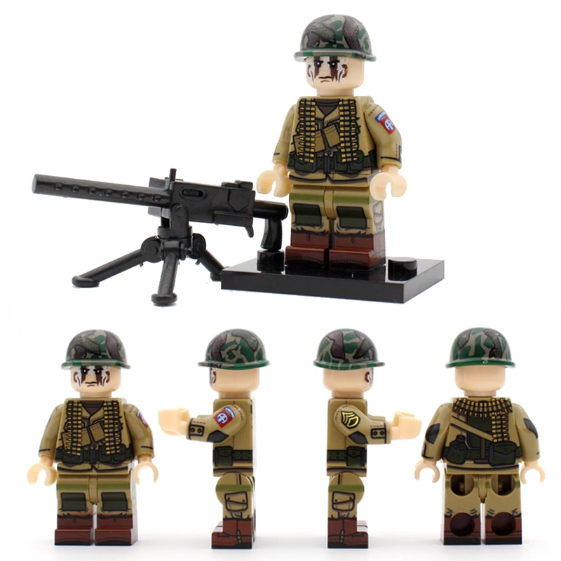 Новинка WW2, армейские солдатики, фигурки, блоки, Германия, США, дивизия, шлем, аксессуары для оружия, Строительные кирпичи, игрушки для детей