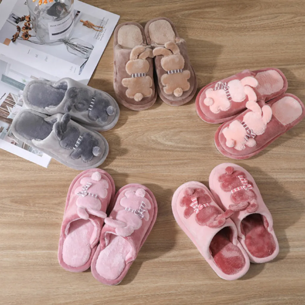 Children Home Slippers Plus Velvet Toddler Infant Kids Cute Cartoon Rabbit Warm Non-slip Floor Soft Cotton Shoe 70 |