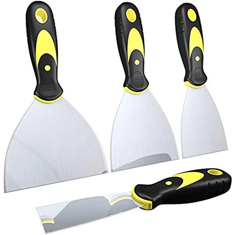 

4pcs Putty Knife Scrapers Trowel Spackle Knife Kits Metal Construction Spatula Tool for Drywall Finishing Decals and Wallpaper
