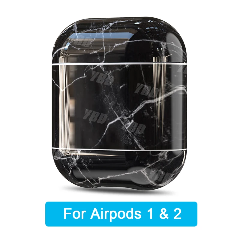 bright Black YBD Роскошный чехол для ПК AirPods 1 2 защитный чехол для Apple Airpods Air Pods чехол Coque Funda для Airpod аксессуары чехол на аирподс - Цвет: bright Black