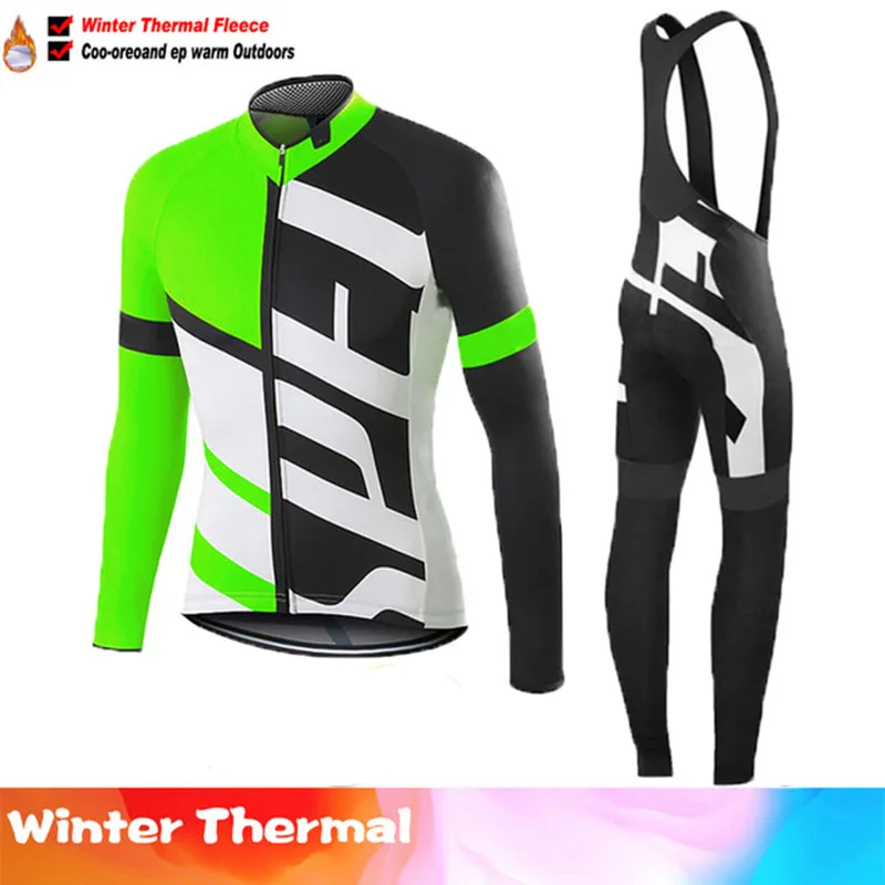 

2022 TELEYI team Winter thermal fleece Set Cycling Clothes men's Jersey suit Sport riding bike MTB clothing Bib Pants Warm sets