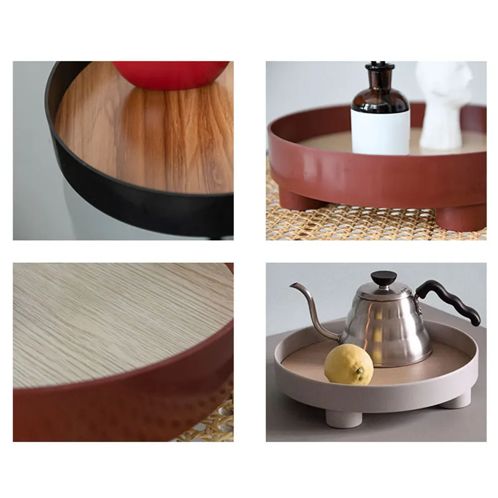 

Nordic Round Storage Tray Desktop Organizer for Tableware Food Cosmetics Sundries Plate Kitchen Serving Tray Home Decoration