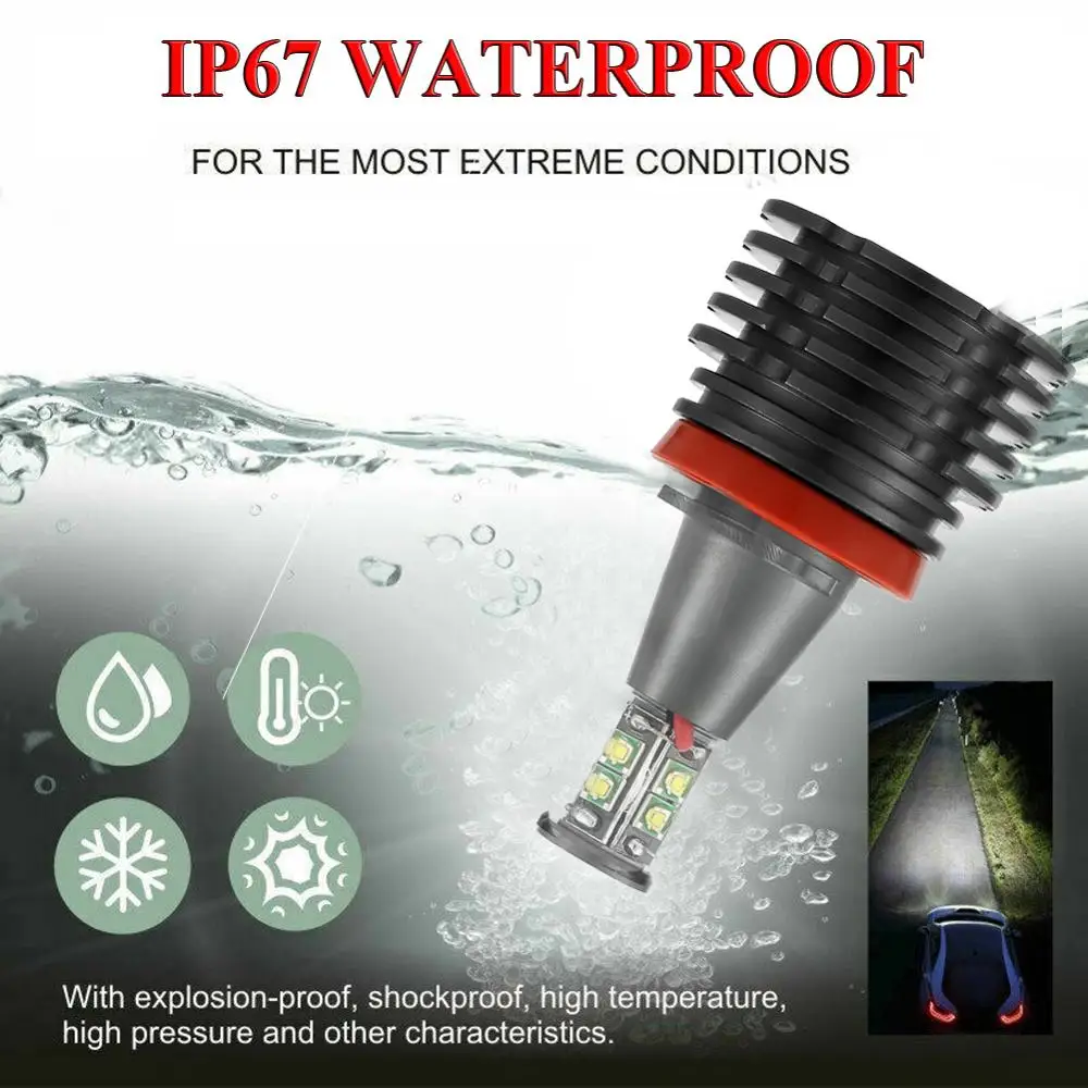 Светодиодные противотуманные фары глаза ангела 2 шт. 80 Вт H8 6500K для BMW E90 E92 E82 E87 E60 E70