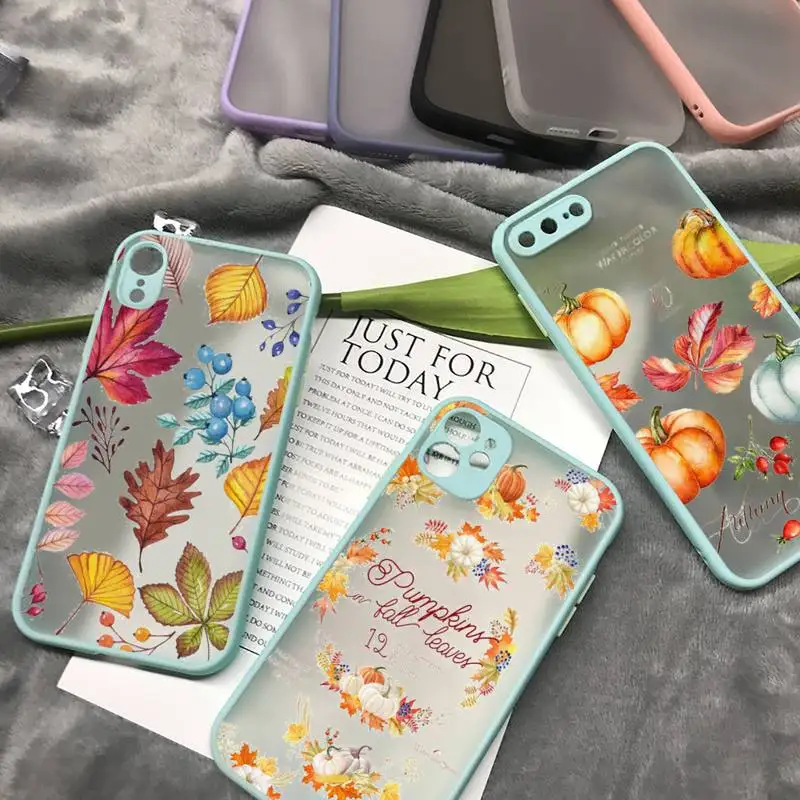 

Pumpkin happy autumn fall leaves Phone Case matte transparent For iphone 7 8 11 12 plus mini x xs xr pro max cover