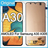 original 6 4 super amoled lcd display for samsung galaxy a30 lcd a305ds a305f a305fd a305 touch screen digitizer assembly oem