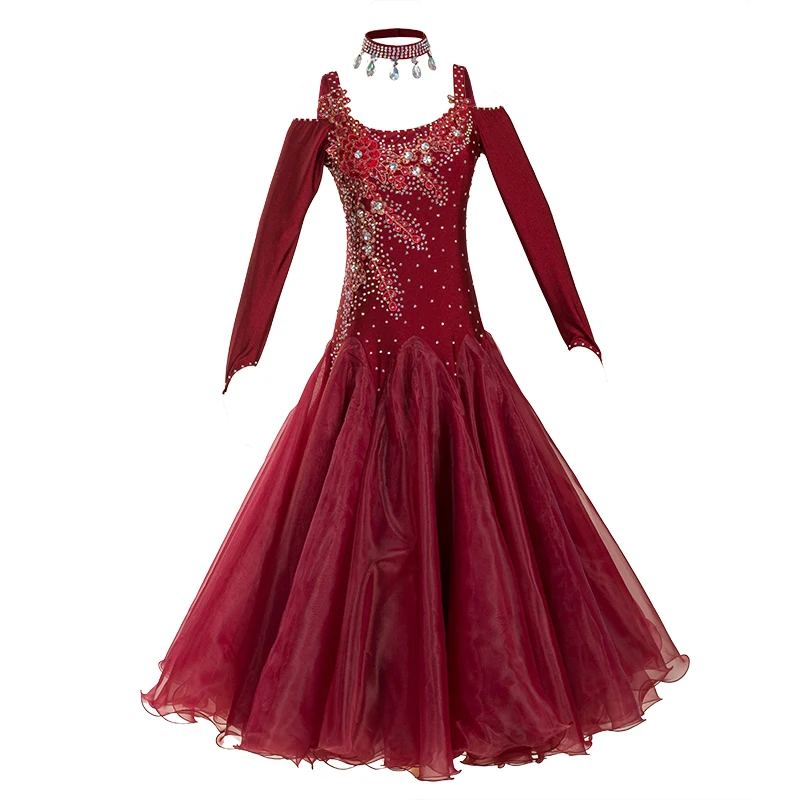 Женское стандартное платье для бальных танцев вальса длинное бальное