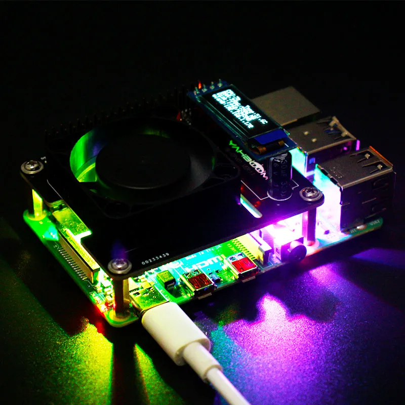 Умный контроль скорости вентилятора Raspberry Pi 4 температуры ЖК дисплей охлаждающий