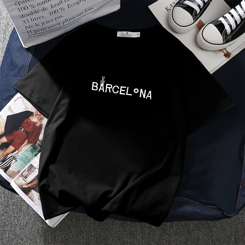 

CGC Casual Summer Tops Women T-Shirts Ins Style Letter Printing Solid Color Tees Loose Female Oversized Short Sleeve Tops