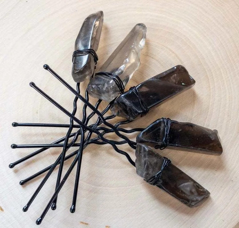 

Fashion Women Black Yellow Purple Crystal Hair Ornaments Accessory Natural Quartz Stone Hair clip Wedding Bridal Hairpin Jewel