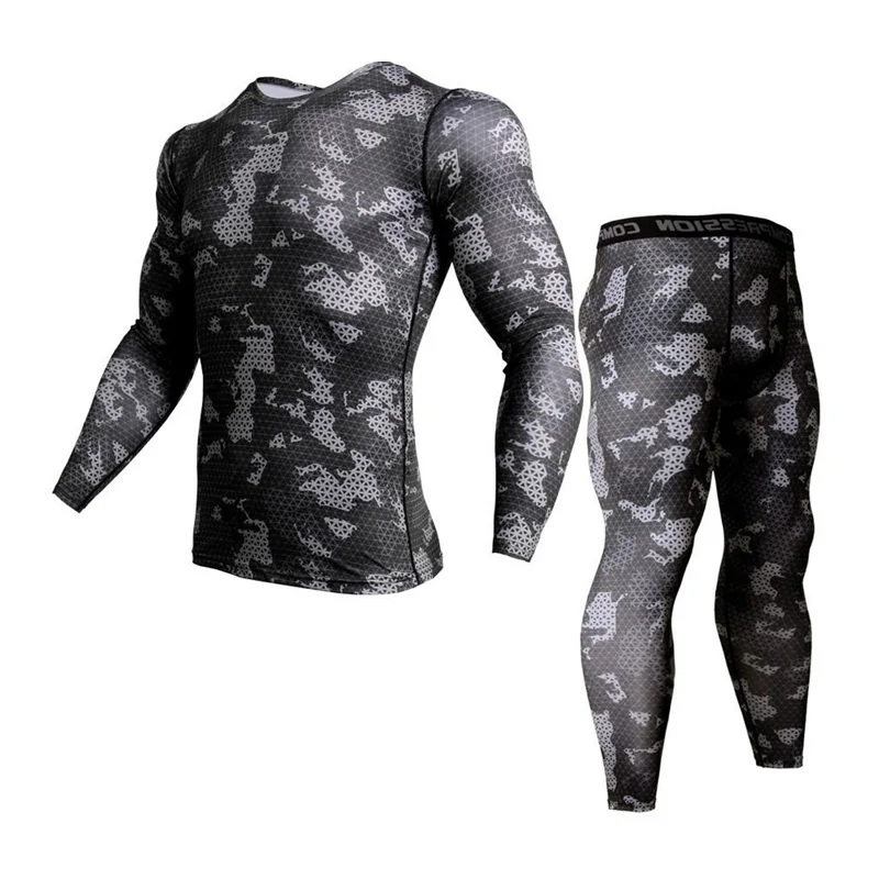 

Men's Camo Compression Thermal Underwear Men Sports Suit Leggings Training Gym Running Tights Sportswear Long Johns