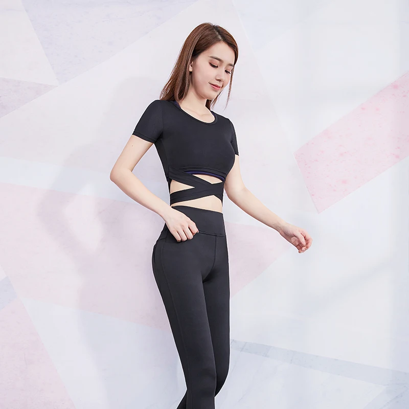 Женский кроп-топ для йоги Fanceey розовая сетчатая рубашка с длинными рукавами