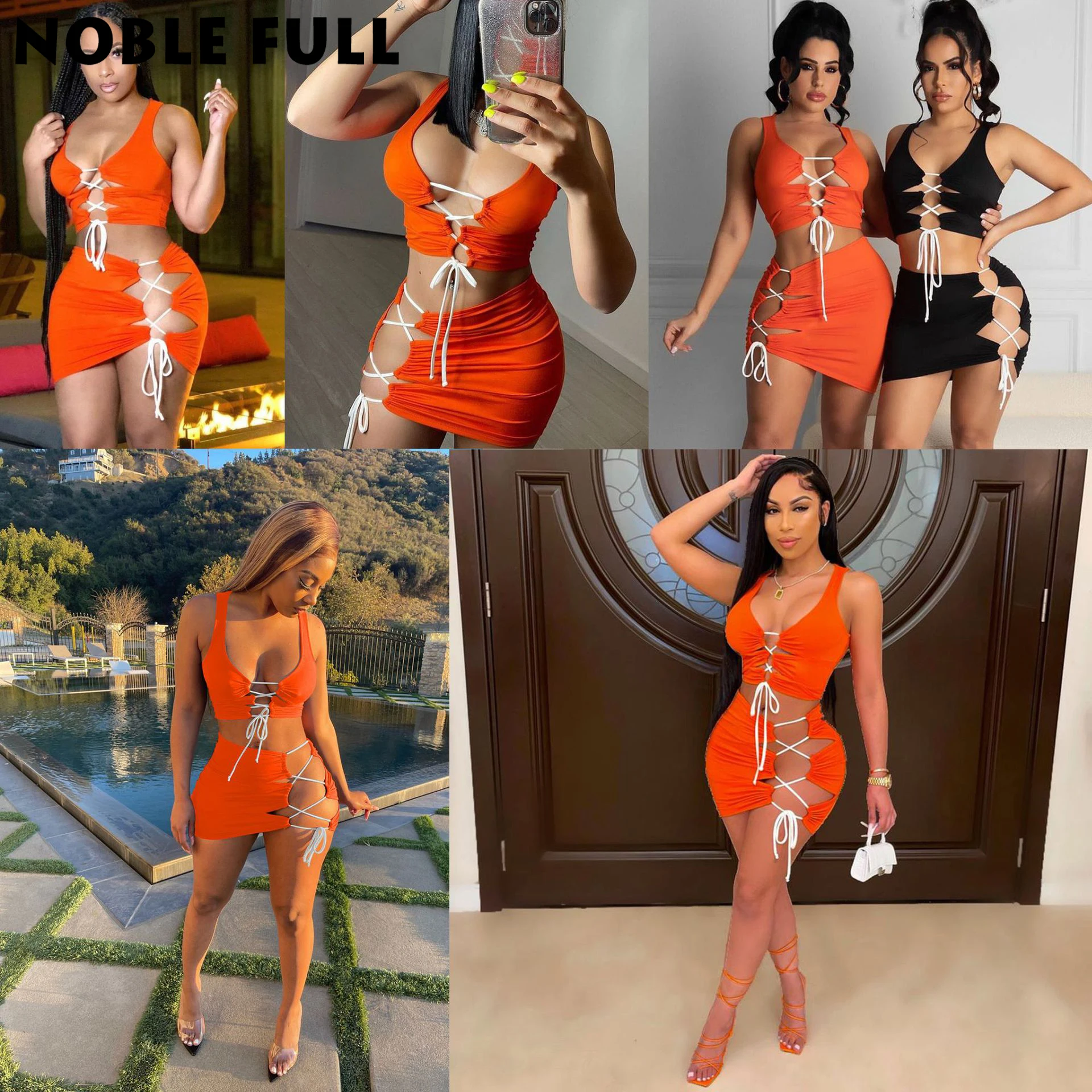 

Solid Colors Sweatsuit Sexy Women's Set Lace Up Crop Tops and Shorts Summer Street Matching Two Piece Outfits Active Tracksuit