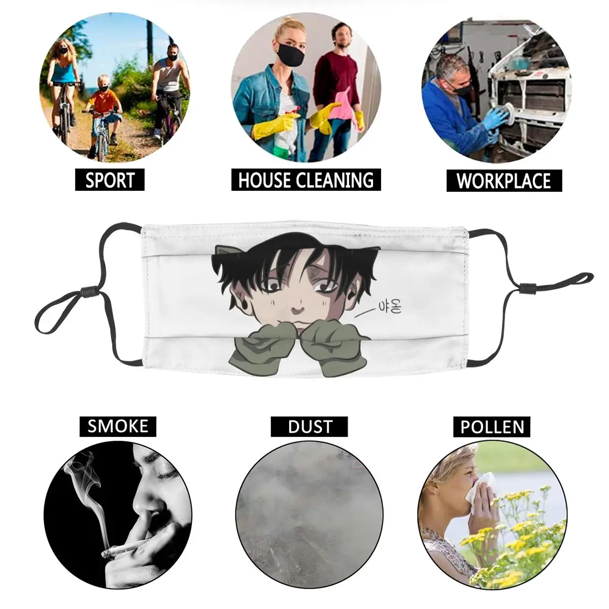 

Yoonbum Cat Killing Stalking Unisex Non-Disposable Face Mask Anti Haze Dustproof Protection Cover Respirator Mouth Muffle