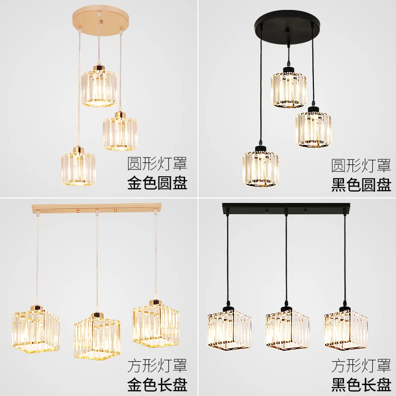 Искусство 3 шт золотой кристалл бар освещение дома круглый подвесной светильник