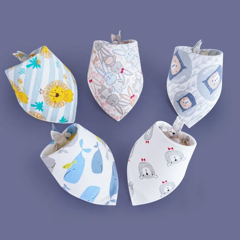 

Детский треугольный шарф с мультяшным принтом, 5 шт./комплект, милые детские нагрудники хлопок, Слюна полотенце бандана