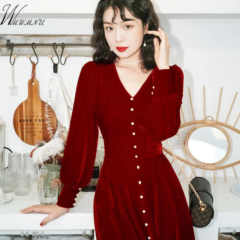 Элегантное красное черное бархатное платье зимнее ретро для женщин Одри Хепберн