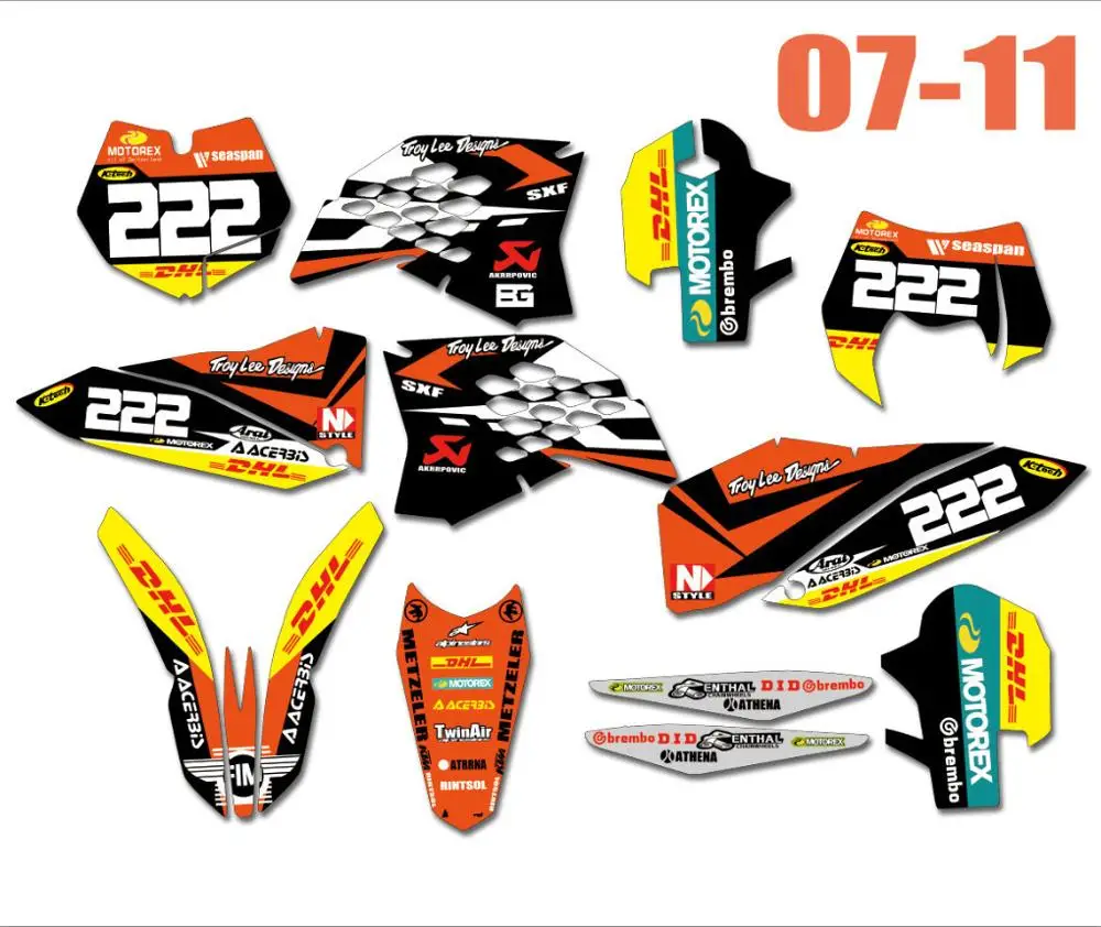 Для KTM 125 200 250 300 350 450 525 SX SXF 2007 2008 2009 2010 EXC XCF XC-F 2011 мотоцикл Графический наклейка
